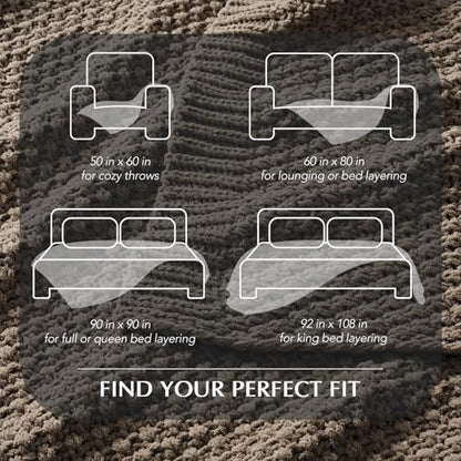 EVERGRACEHOME Chunky Chenille Knit Throw Blanket, 108x92, Mocha Brown | Sculpted Moss Stitch, Chic Modern Farmhouse, All-Season Warmth, OEKO-TEX® Certified, Oversized King for Couch, Bed, Sofa - color: Mocha Brown, size: 108" X 92"