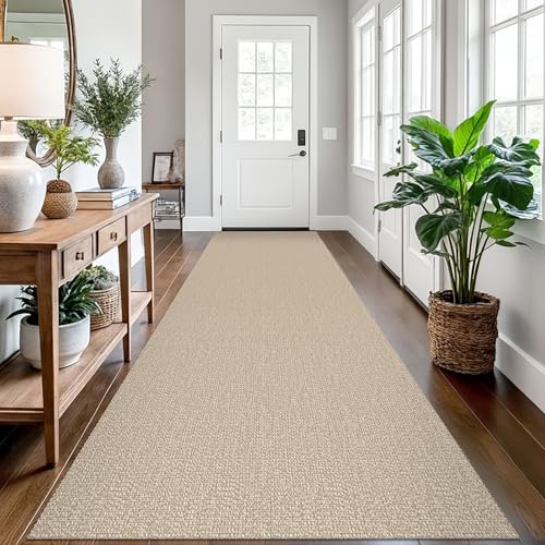 Washable Runner Rug, Non Slip Hallway Runner, 3x12 Ft, Sand/Beige | Washable Braided Runner Carpet, Non Slip Rubber Dot Backed, For Hallway, Kitchen, Entryway, Bedroom, Laundry Room, Foyer - color: Sand/Beige, size: 3' x 12' (Rectangular)