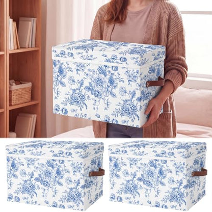 2 Pack Large Storage Bins, Lidded, 14x10x9.5 Inch, Blue - size: 14x10x9.5 Inch, style: Lidded