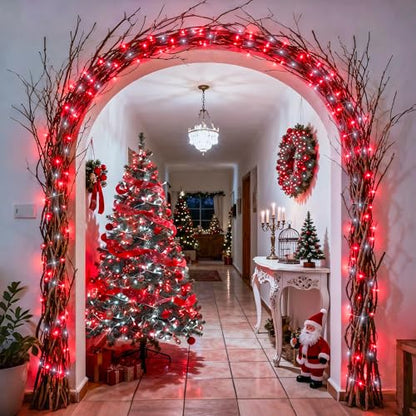 JMEXSUSS 2 Pack Red and White Battery Christmas Lights | Each 33ft 100 LED Battery Powered String Lights with Remote for Tree Patio Yard House Party Birthday Outside - color: Red&White, size: 2*100LED