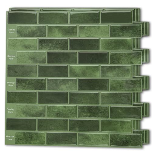 Art3d 10-Pack Marble Tile Peel and Stick Backsplash, 12 x 12 in, Jade Green | Strong Adhesion, Lightweight, Cuttable, Waterproof, Fadeless, Crack Resistant, for Kitchen, Bedroom, Ideal for Recently Moved - color: Jade Green