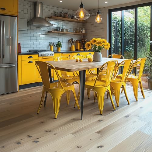AC Pacific 18 Inch Seat Height Industrial Metal Dining Chairs, Stackable Kitchen or Bar Seat, Durable Modern Design, Versatile Accent Furniture, Set of 2, Yellow - color: Yellow, size: Set of 2