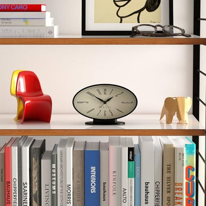 NEWGATE® Ronnie Alarm Clock | Oval Retro Design | Black Soft Rubberised Finish | Ideal for Bedside, Desk or Shelf | Modern, Retro mid-Century Bedroom & Office Accessory - color: Silicone Black