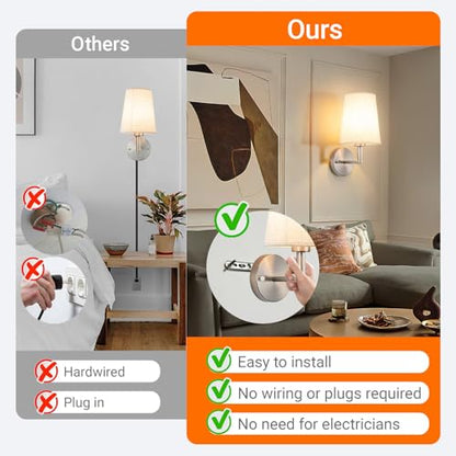 Wall Sconce Battery Operated Wall Light Fixure with Remote Control, Dimmable Battery Operated Wall Sconces Set Of Two, Indoor Wireless Wall Mounted Lamp with Rechargable Bulb For Bedroom Living Room - color: Nickel-SetOfTwo