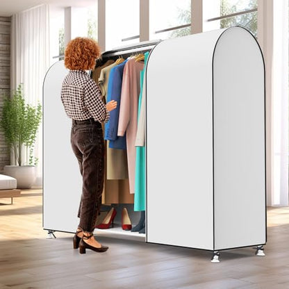 Zilink Garment Rack Cover Large Cothing Rack with Cover 72 in, White | Dustproof, Breathable, 2 Durable Zippers, Clothes Rack Cover Garment Bags Protector for Garment Rack (Rack Not Included) - size: 72"L x 20"W x 60"H - White