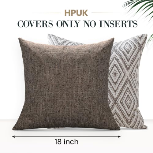 HPUK Throw Pillow Covers 18x18, Set of 4, Natural Couch Pillow Covers | Polyester fabric, patterned and solid designs, hidden zippers, machine washable, for sofas and beds, inserts not included - color: Natural, size: 18" x 18" (Pack of 4)