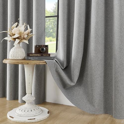ChrisDowa Grey Blackout Curtains 45 Inches Long 2 Panels for Bedroom | Room Darkening,Light Blocking,Thermal Insulated,Faux Linen,Farmhouse,Grommet,Window Treatment,Drapes,Living Room,52x45 - color: Grey, size: 52"W x 45"L (Pack of 2)