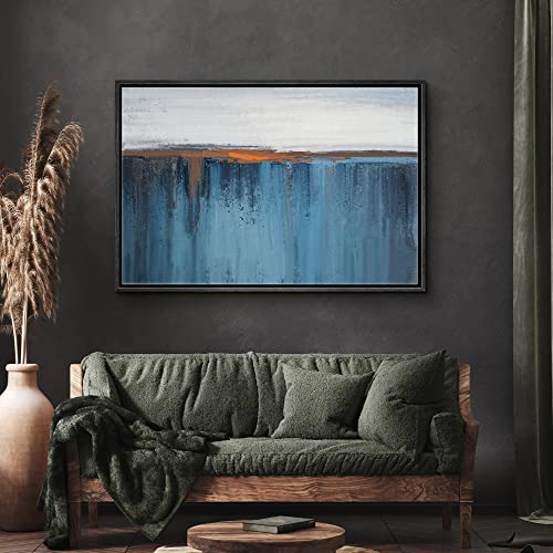 SIGNWIN Framed Canvas Print Wall Art Vibrant Orange Blue Color Field Landscape Abstract Shapes Illustrations Modern Art Decorative Elements Colorful for Living Room, Bedroom, Office - 16"x24" Black - color: A11-02-fine-2022, size: 24"L x 16"W
