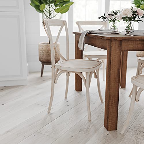 Merrick Lane Jessamine 60" x 38" Rectangular Rustic Solid Pine Farm Dining Table, Antique Farmhouse Wooden Dining Table for Kitchens and Parties, Antique Rustic - color: Antique Rustic, size: 60" x 38"