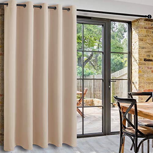 DWCN Blackout Curtain Room Divider Thermal Panel with Grommet Top for Bedroom Partition, Patio Sliding Door Curtains - Extra Wide Curtains for Glass Door, 6.7ft Wide x 7ft Tall, Beige - color: Beige, size: 80"W x 84"L (Pack of 1)