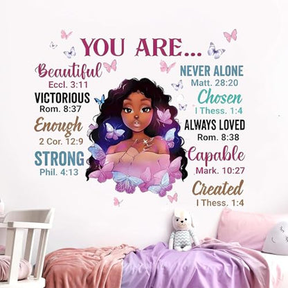 Black Girl Magic Wall Decals, Inspirational African American Nursery Stickers, Boho Melanin Art for Girl's Bedroom, Hair Salon, Dance Studio & Dorm Decor, Peel and Stick Removable Vinyl