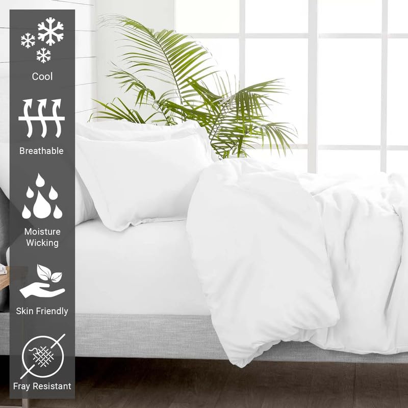 Pizuna 100% Cotton Twin Duvet Cover Set 400 Thread Count White | Long Staple Combed Cotton Sateen Weave 2 Piece Luxurious Cool Twin Comforter Cover with Hidden Button Closure - color: 01 White, size: Twin
