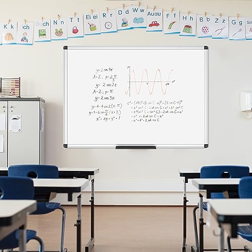 VIZ-PRO Magnetic Whiteboard/Dry Erase Board, 48 X 36 Inches, Silver Aluminium Frame - size: 48"W x 36"H