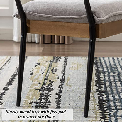 DUOMAY Modern Chenille Ottoman Bench with Arms & Metal Legs, Grey | Mid Century Rectangle Bench Footstool Dining Bench Entryway Shoe Bench For Bedroom Living Room - color: Grey