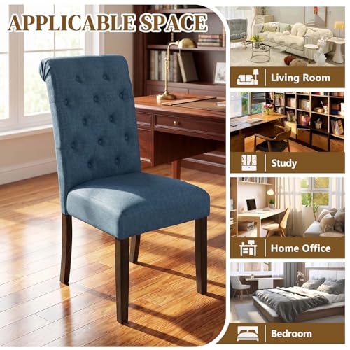 Anwick Blue Modern Accent Chair Set of 2, Mid Century Upholstered Living Room Chair with Wood Legs, Comfy Small Accent Chair with Back for Small Spaces, Office, Bedroom, Reading Spaces (Blue2) - color: Blue2