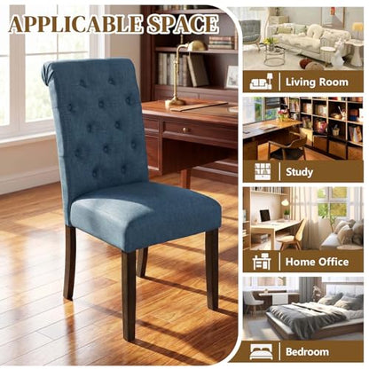 Anwick Blue Modern Accent Chair Set of 2, Mid Century Upholstered Living Room Chair with Wood Legs, Comfy Small Accent Chair with Back for Small Spaces, Office, Bedroom, Reading Spaces (Blue2) - color: Blue2
