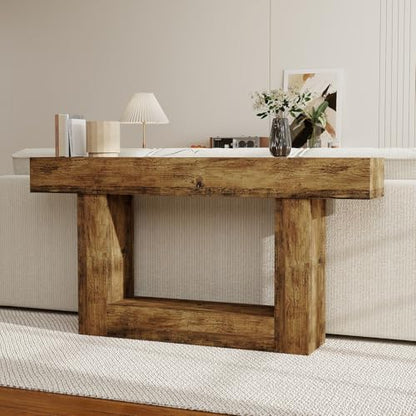 Spaco 63'' Long Console Table,2 Tier Farmhouse Entryway Table Sofa Table with Storage,Wood Behind Couch Table for Living Room, Hallway,Foyer - color: Rustic Brown (63'')