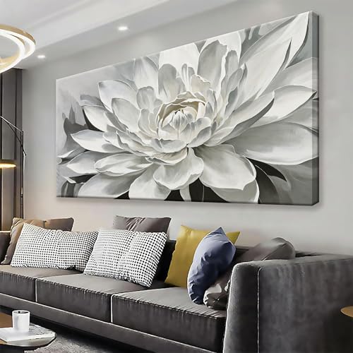 TAIJXAGSG Canvas Art Wall Decor lotus Print Paintings Flower White Wall Art Prints Decor Ready To Hang For Bathroom Bedroom And Office Kitchen Home Decor Artwork 20" × 40" - color: white, size: 40"L x 20"W