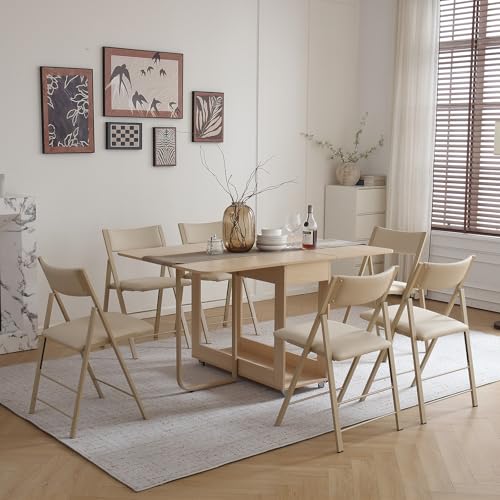 Folding Chairs 2 Pack, 450Lbs Steel Frame Foldable Dining Chairs, Wood | 1.37" Folded, Waterproof Rustproof Indoor Outdoor Padded Folding Chairs for Dining Room, Conference Rooms, Weddings, Events - color: Wood