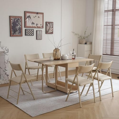 Folding Chairs 2 Pack, 450Lbs Steel Frame Foldable Dining Chairs, Wood | 1.37" Folded, Waterproof Rustproof Indoor Outdoor Padded Folding Chairs for Dining Room, Conference Rooms, Weddings, Events - color: Wood