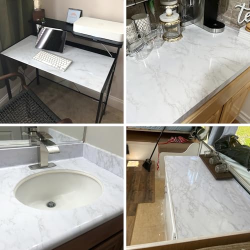 White/Grey Marble Contact Paper Marble Wallpaper Peel and Stick with Tools | 17.7" x 78.7" Self Adhesive Vinyl Film Contact Paper for Countertops - color: Gray/White-tool, size: 17.7" x 78.7"