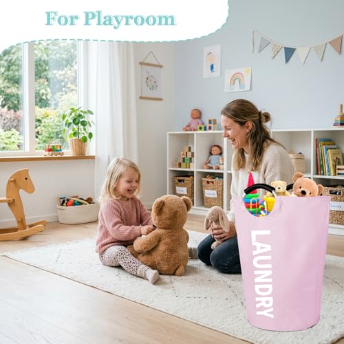 WOOHA 125L Large laundry basket,Collapsible laundry hamper, Tall Clothes Baskets Folding Washing Bin Foldable Fabric Hamper Bags for Bedroom, Closet,Bathroom,College,laundry bag,pink - color: Pink, size: 125L-XXXL