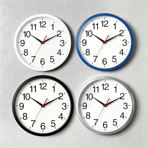 Wall Clock Analog 8 Inch Silver Battery Operated Silent Clock | Easy To Read, Non Ticking, Round, Accurate, Kitchen, Living Room, Classroom, Office, School - color: B_silver, size: 8 Inch