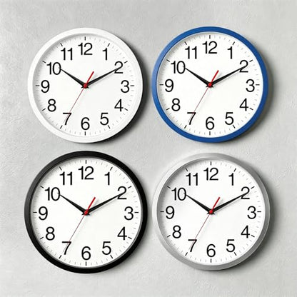 Wall Clock Analog 8 Inch Silver Battery Operated Silent Clock | Easy To Read, Non Ticking, Round, Accurate, Kitchen, Living Room, Classroom, Office, School - color: B_silver, size: 8 Inch