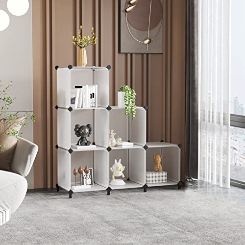 AWTATOS Closet Organizer, 6 Cube Storage Organizer, Closet Storage Shelves | DIY Stackable Closet Storage Cubes Shelf Bookshelf, Plastic Clothes Organizer Shelving for Bedroom, Home, Translucent - color: Translucent