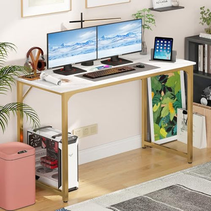 BestOffice Computer Desk,Home Office Desk, Modern Simple Style for Home Office Study Writing (Gold, 47 Inch) - color: Gold, size: 47 Inch