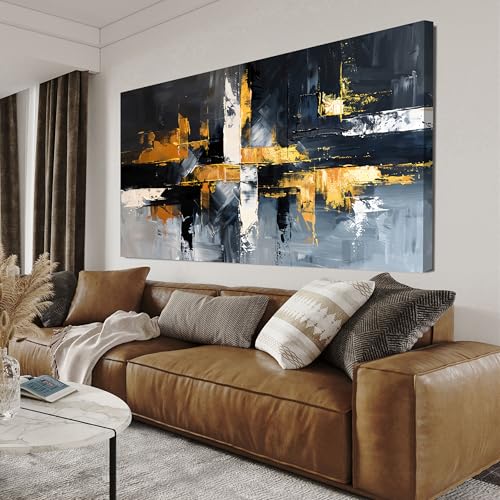 Abstract Canvas Wall Art Decor Large Wall Art for Living Room Black and White Wall Art Prints Gold Artwork for Walls Modern Abstract Art Abstract Canvas Art Wall Decor Bedroom Office Decor 24" X 48" - color: TB-01O, size: 48"L x 24"W