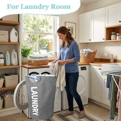 WOOHA 125L Large laundry basket,Collapsible laundry hamper, Tall Clothes Baskets Folding Washing Bin Foldable Fabric Hamper Bags for Bedroom, Closet,Bathroom,College,laundry bag,Darkgray - color: Darkgray, size: 125L-XXXL