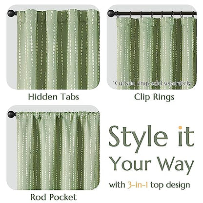 jinchan Boho Blackout Curtains 63 Inch Length Moon Phase Printed Drapes | Sage Green Farmhouse Curtain for Bedroom Living Room Back Tab Drapes Room Darkening Window Treatment 2 Panels - color: Luna | Sage Green, size: 52"W x 63"L (Pack of 2)