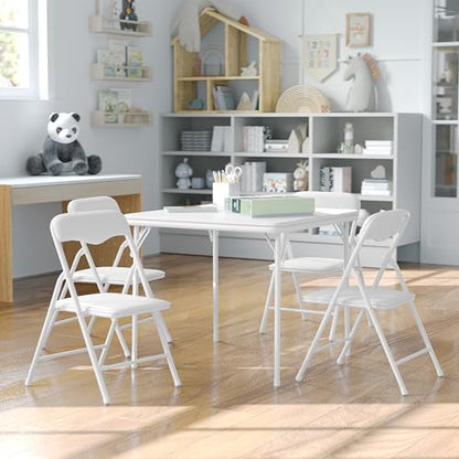 Flash Furniture Mindy Kids 5-Piece Folding Table and Chair Set, White | Daycare and Classroom, Children's Activity Table, Portable - color: White, size: 5 Piece Set