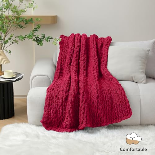 Cozyful Chunky Yarn for Hand Knitting - #10 Chunky Chenille Yarn, Jumbo Big Thick Chunky Yarns for Crocheting, Super Bulky Chunky Knit Blanket Yarns, 8 Skein (22 yds 8 oz Each Skein), Cherry Red - color: Cherry Red