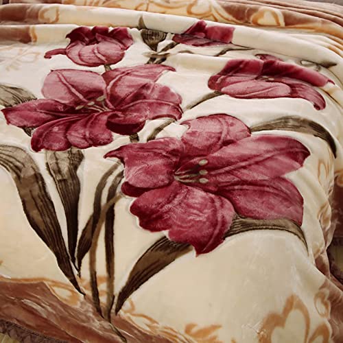 LGYKUMEG Korean Mink Blanket 59"×79", Silky Soft and Warm - 2 Ply Reversible Raschel Throw Blanket 4.4 Lb /（150x200cm-2kg）, 59x79in/4.4lb - color: Brown, size: 59x79in/4.4lb