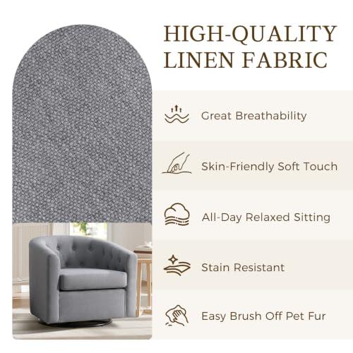 ANJ Swivel Accent Chair, 360 Degree Round Swivel Barrel Chairs with Padded Armrests & Comfy Backrest, Modern Linen Fabric Armchair for Living Room, Bedroom, Office, Grey - color: Grey