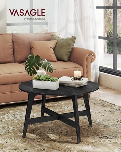 VASAGLE Round Coffee Table, 31.5-Inch Center Table, Tapered Legs | Curved Transitions, Easy to Assemble, for Living Room, Charcoal Gray, MAEZO Collection ULCT251BA02 - color: Charcoal Gray, size: 31.5"Dia. x 18"H