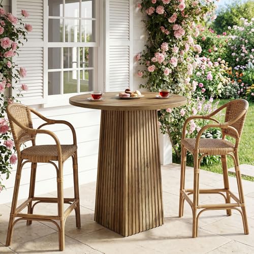 Tribesigns 31.5" Round Dining Table, Wooden Kitchen Table for Dining Room, Living Room, Small Space, Rustic Brown