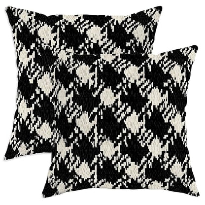 Houndstooth Throw Pillow Covers Set of 2, Modern Contemporary Geometric Abstract None Black with Hidden Zipper Pattern Pillow Covers for Living Room Apartment Bed Sofa Decor 26x26 Inch - size: 26" x 26" (Pack of 2)