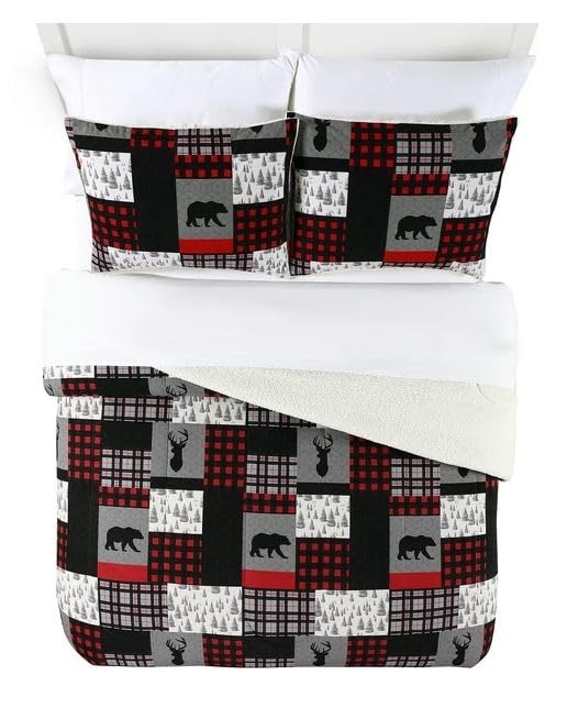 SEDLAV Flannel Sherpa Reversible Comforter Set - Cozy All Season
