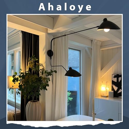 Double Light Plug in Wall Sconces Long Swivel Arms Wall Light Big Wall Mount Light for Living Room Bedroom Modern Big Wall Lamp - color: B