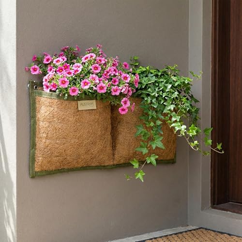 Wall Hanging Planter, 2 Pocket, Hanging herb Planter, wall Mounted Plant Holder, Vertical herb Garden, Plant Hanger Indoor, Boho Kitchen Decor, Porch and Balcony Decor, Fence planters - style: 2 Pockets