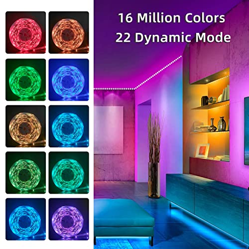 Lcutml 50FT Smart LED Strip Lights, RGB Strip Lights Sync to Music with 40 Key Remote Controller LED Lights for Bedroom, Christmas Lights decration (Multi-Colored, 50FT)