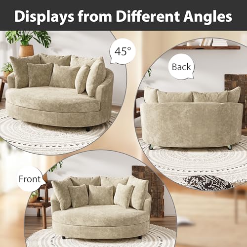 Chifee & Vingol 70 Inches Oversized Accent Barrel Chair Extra Large Chenille Accent Chair Extra Wide Armchair with 7 Pillows for Living Room,Bedroom,Home Theater - Oversized Wheat - color: 70"- Wheat