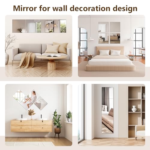 Full Length Mirror Tiles, 12x12 Inch Unbreakable Acrylic Squares for Bedroom, Home Gym, Walls - Shatterproof Mirror Stickers (1pcs) - size: 12"L x 12"W