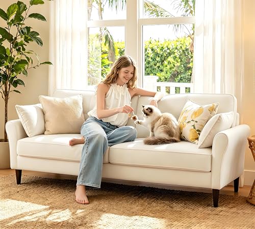 Loveseat Sofa, 69" Love Seat Couches, Velvet Small Couch, White Couch | Comfy Velvet, 69" Spacious Seating, Tool-Free Setup, 700 LBS Load Bearing, Modern Couch, Sofas for Living Room, Bedroom Couch - color: White, size: 69"