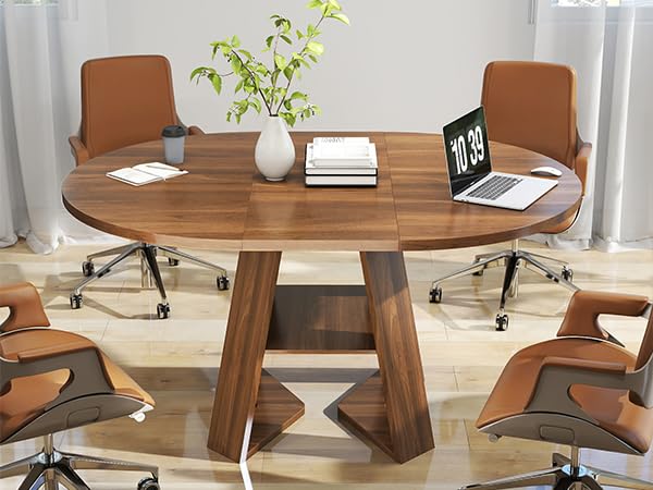 43.3"-59" Extendable Round Oval Dining Table for 4-8 with Storage Shelf | Modern Kitchen Oval Dining Table with Removable Leaves,Space Saving Extendable Table Wood Base for Kitchen Living Room Walnut - color: Walnut Style 3