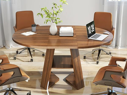 43.3"-59" Extendable Round Oval Dining Table for 4-8 with Storage Shelf | Modern Kitchen Oval Dining Table with Removable Leaves,Space Saving Extendable Table Wood Base for Kitchen Living Room Walnut - color: Walnut Style 3