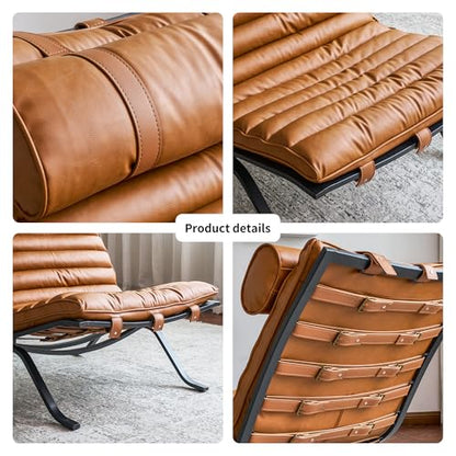 Imitation Leather Upholstered Armless Chair Modern Design Luxury Lounge Chair (Brown) - color: Brown